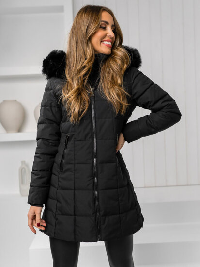 Women's Winter Jacket with furry hood Black Bolf 16M9119