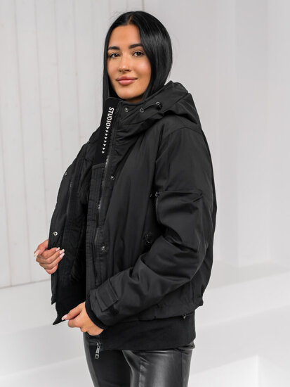 Women's Winter Jacket with hood Black Bolf 16M9215