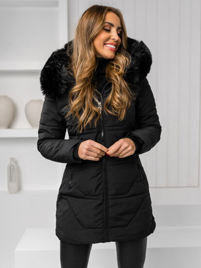 Women's Winter Jacket with hood and fur Black Bolf 16M9099