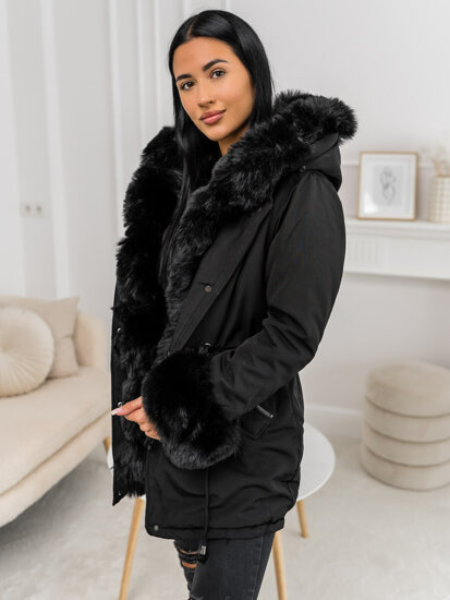 Women's Winter Parka Jacket with Hood Black Bolf 16M9062