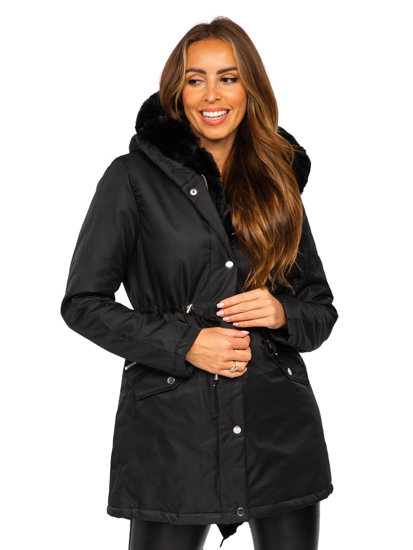 Women's Winter Parka Jacket with Hood Black Bolf 5M762