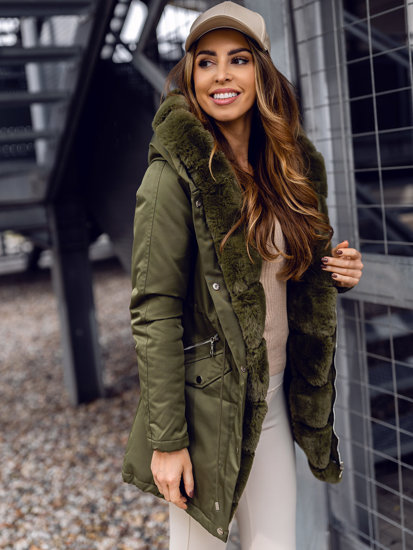 Women's Winter Parka Jacket with Hood Khaki Bolf 5M762