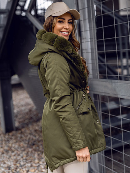 Women's Winter Parka Jacket with Hood Khaki Bolf 5M762