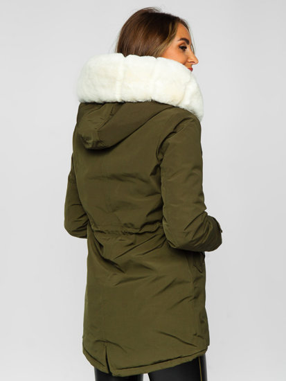 Women's Winter Parka Jacket with Hood Khaki Bolf 7034