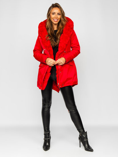 Women's Winter Parka Jacket with Hood Red Bolf 5M762