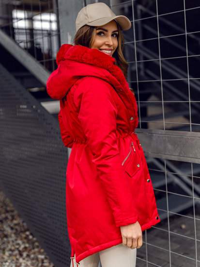 Women's Winter Parka Jacket with Hood Red Bolf 5M762