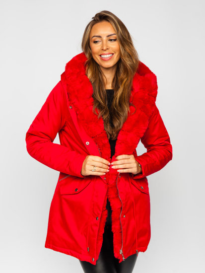 Women's Winter Parka Jacket with Hood Red Bolf 5M762