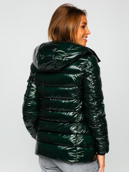 Women's Winter Quilted Hooded Jacket Green Bolf B9583