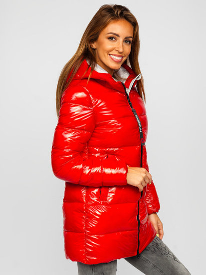 Women's Winter Quilted Hooded Jacket Red Bolf B9545