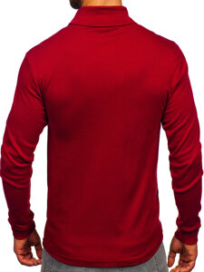 Men’s Basic Cotton Polo Neck Sweater Claret Bolf 535