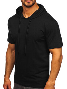 Men's Basic Cotton T-shirt with hood Black Bolf 14513