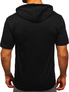 Men's Basic Cotton T-shirt with hood Black Bolf 14513