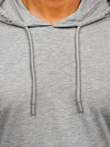 Men's Basic Cotton T-shirt with hood Grey Bolf 14513