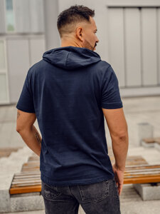 Men's Basic Cotton T-shirt with hood Navy Blue Bolf 14513A