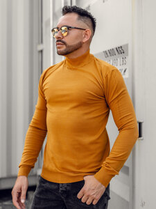 Men's Basic Half Polo Neck Camel Bolf YY05