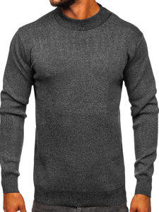 Men's Basic Half Polo Neck Sweater Anthracite Bolf S8561