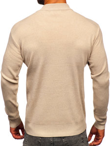 Men's Basic Half Polo Neck Sweater Beige Bolf S8561