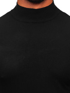 Men's Basic Half Polo Neck Sweater Black Bolf W1-1725