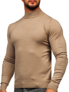 Men's Basic Half Polo Neck Sweater Camel Bolf W1-1725