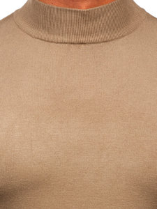 Men's Basic Half Polo Neck Sweater Camel Bolf W1-1725