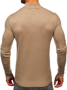 Men's Basic Half Polo Neck Sweater Camel Bolf W1-1725