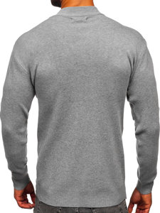 Men's Basic Half Polo Neck Sweater Grey Bolf S8563