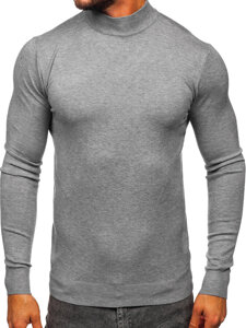 Men's Basic Half Polo Neck Sweater Grey Bolf W1-1725