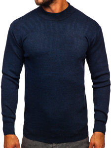 Men's Basic Half Polo Neck Sweater Navy Blue Bolf S8561