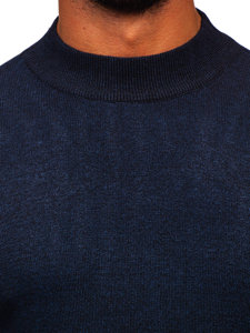 Men's Basic Half Polo Neck Sweater Navy Blue Bolf S8561