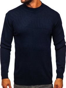 Men's Basic Half Polo Neck Sweater Navy Blue Bolf S8563