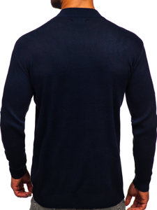 Men's Basic Half Polo Neck Sweater Navy Blue Bolf S8563