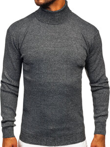 Men's Basic Polo Neck Sweater Anthracite Bolf S8730