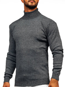 Men's Basic Polo Neck Sweater Anthracite Bolf S8730