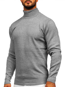 Men's Basic Polo Neck Sweater Grey Bolf S8517