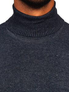 Men's Basic Polo Neck Sweater Navy Blue Bolf S8730