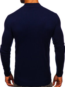 Men's Basic Short Polo Neck Sweater Navy Blue Bolf MMB603