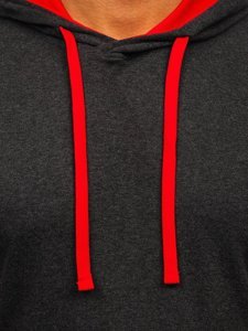 Men's Basic T-shirt with Hood Anthracite-Red Bolf 08-1