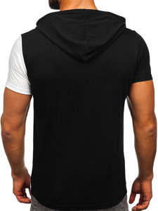 Men's Basic T-shirt with Hood Black-White Bolf 8T981