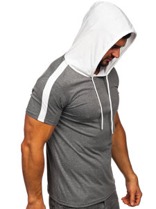 Men's Basic T-shirt with Hood Grey Bolf 8T299