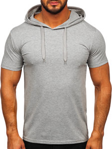 Men's Basic T-shirt with Hood Grey Bolf 8T89