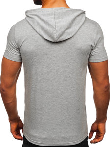 Men's Basic T-shirt with Hood Grey Bolf 8T89