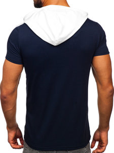 Men's Basic T-shirt with Hood Navy Blue Bolf 8T299