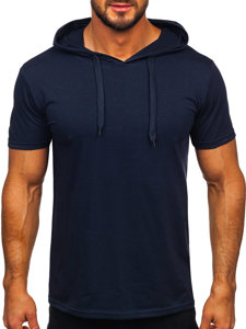 Men's Basic T-shirt with Hood Navy Blue Bolf 8T89