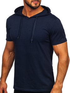 Men's Basic T-shirt with Hood Navy Blue Bolf 8T89