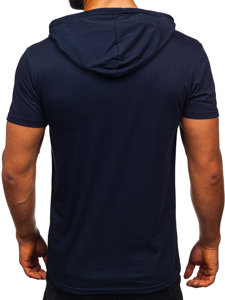 Men's Basic T-shirt with Hood Navy Blue Bolf 8T89