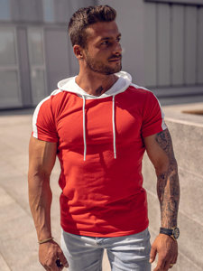 Men's Basic T-shirt with Hood Red Bolf 8T299A