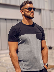 Men's Basic T-shirt with pocket Black-Graphite Bolf 8T91A