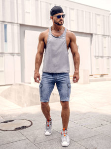 Men's Basic Tank Top Grey Bolf 1245A