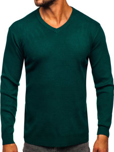 Men's Basic V-neck Sweater Green Bolf S8533