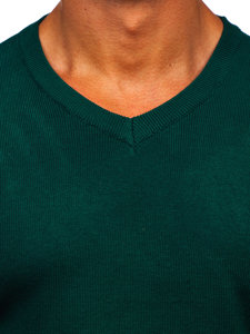 Men's Basic V-neck Sweater Green Bolf S8533